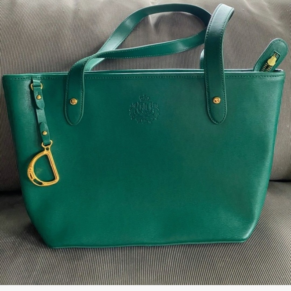 Ralph Lauren Green Tote with Gold Accents